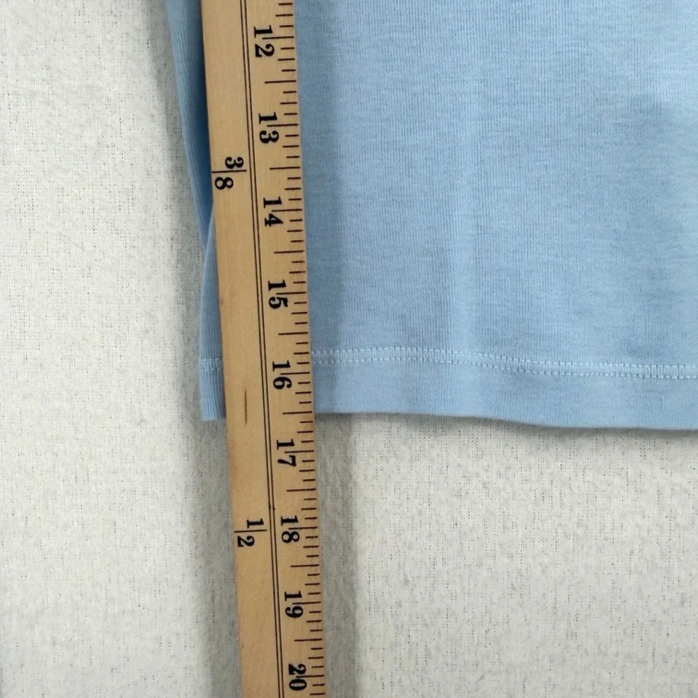 ENZA COSTA Supima Baby Rib Long Sleeve Cropped Top Womens Small Blue Crew Tee - Picture 10 of 12